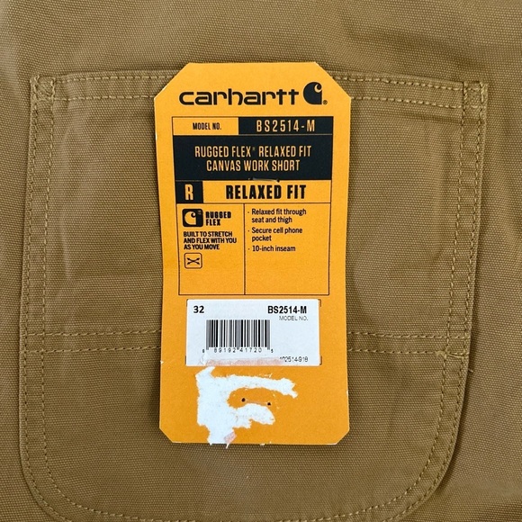 Carhartt Color Hickory Rugged Flex Relaxed Fit Canvas Work Short 10 inch Inseam - Picture 10 of 12